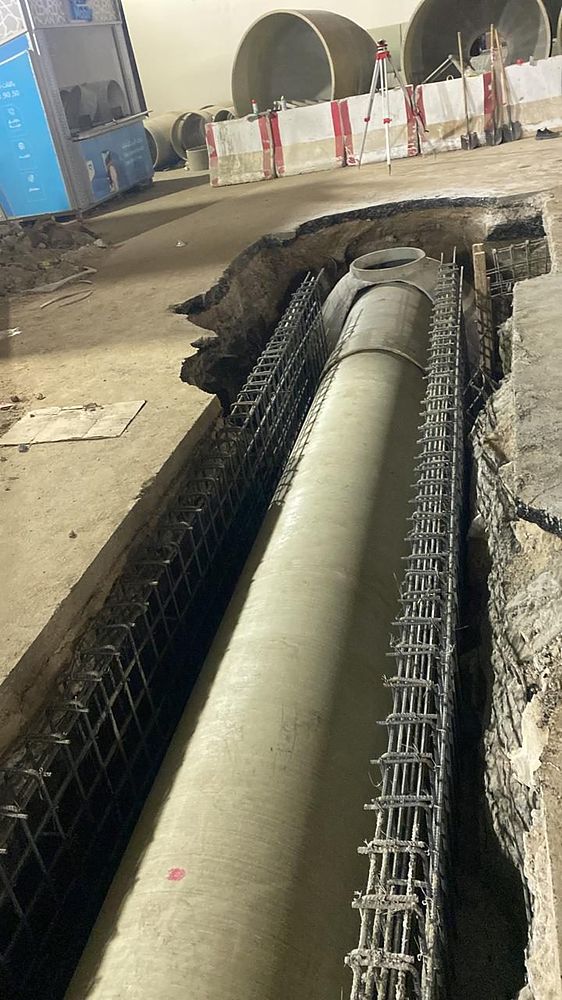 Water network pipe in trench